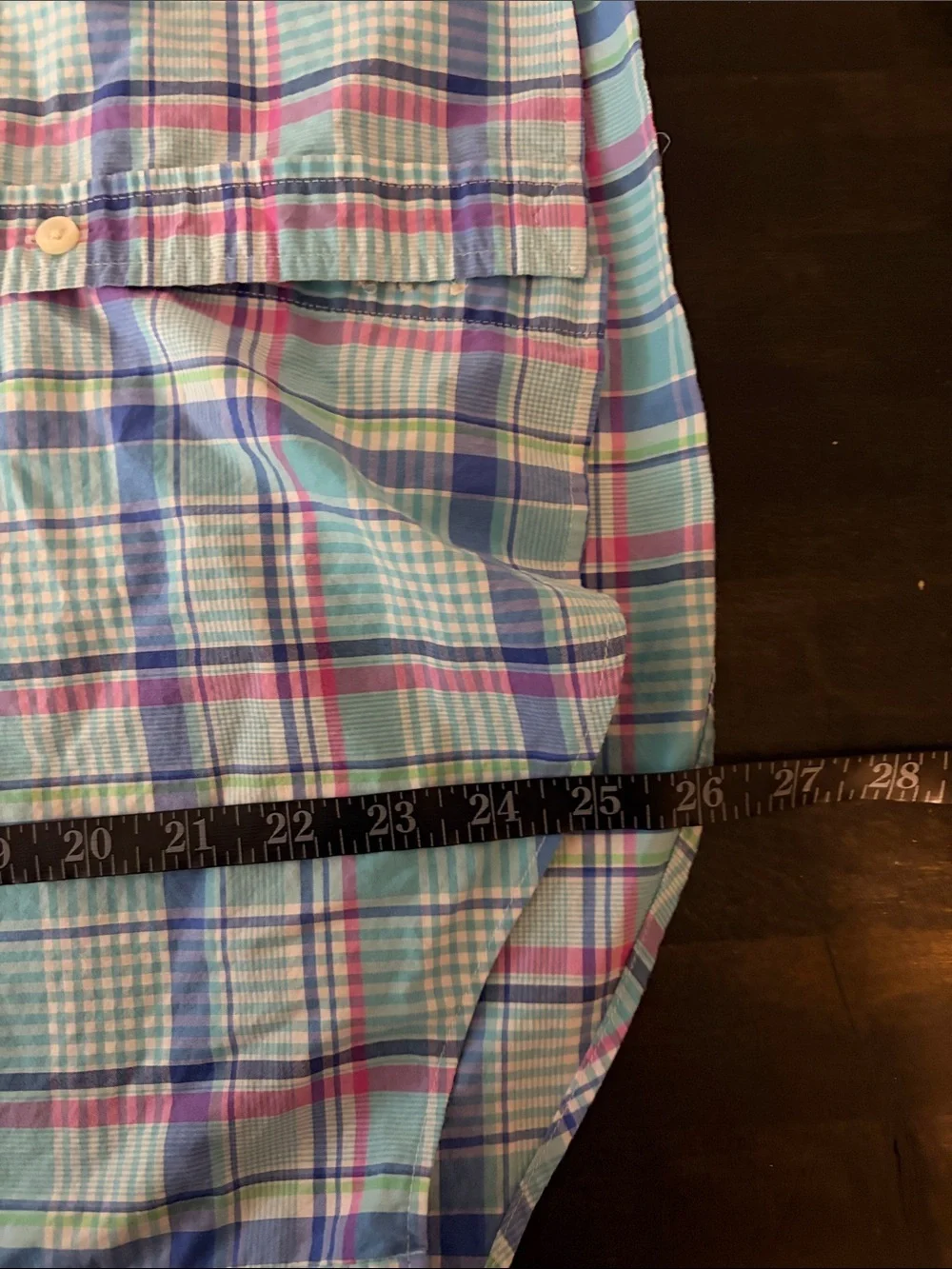Ralph Lauren Blue Pastel Plaid Natural Stretch Button Down Shirt Size XL (18/20)